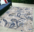 5' X 7' Blue And Gray Floral Stain Resistant Indoor Outdoor Area Rug