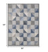 5' X 7' Blue And Gray Geometric Stain Resistant Indoor Outdoor Area Rug