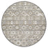 8' Round Gray And Ivory Round Southwestern Stain Resistant Indoor Outdoor Area Rug
