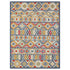 7' X 9' Ivory And Blue Southwestern Stain Resistant Indoor Outdoor Area Rug
