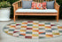 8' Round Orange And Ivory Round Geometric Stain Resistant Indoor Outdoor Area Rug