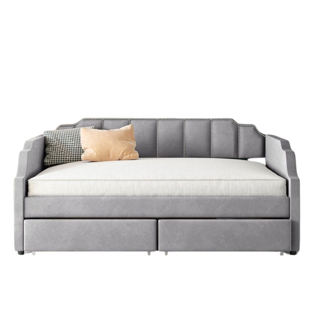 Twin Gray Upholstered Polyester Blend Bed