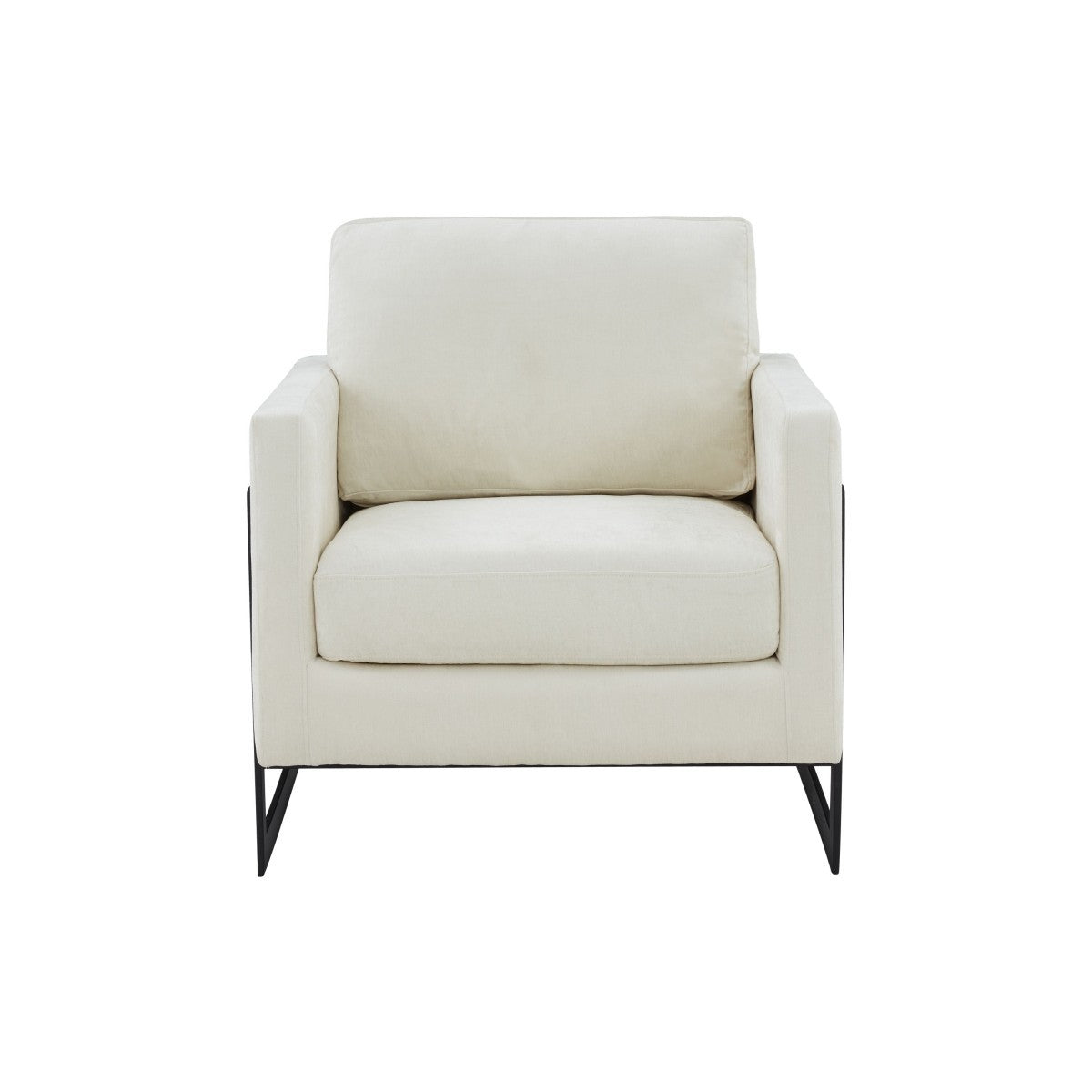 Stylish Cream and Black Fabric Accent Chair