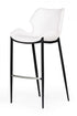 Set of Two 30" White And Black Faux Leather And Steel Low Back Bar Height Bar Chairs