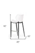 Set of Two 30" White And Black Faux Leather And Steel Low Back Bar Height Bar Chairs