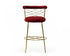 30" Red And Gold Velvet And Steel Low Back Bar Height Bar Chair