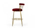 30" Red And Gold Velvet And Steel Low Back Bar Height Bar Chair