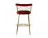 30" Red And Gold Velvet And Steel Low Back Bar Height Bar Chair