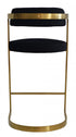 26" Black And Gold Velvet And Stainless Steel Low Back Counter Height Bar Chair