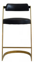 26" Black And Gold Faux Leather And Stainless Steel Low Back Counter Height Bar Chair