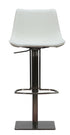 29" White And Silver Faux Leather And Stainless Steel Swivel Bar Height Bar Chair