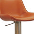 31" Terra Cotta And Silver Faux Leather And Stainless Steel Swivel Bar Height Bar Chair