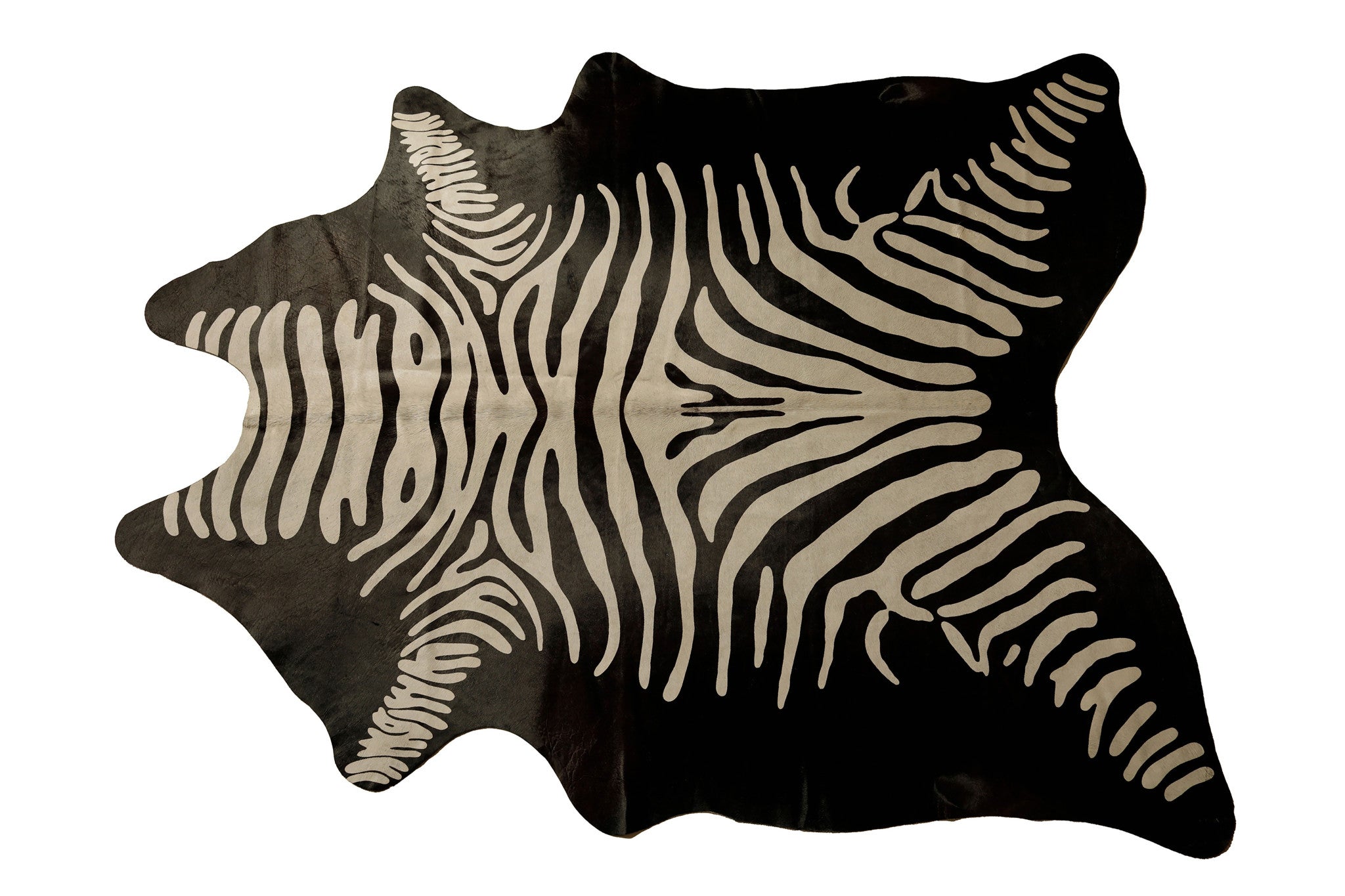 6' X 7' Off White And Black Zebra Cowhide Handmade Area Rug