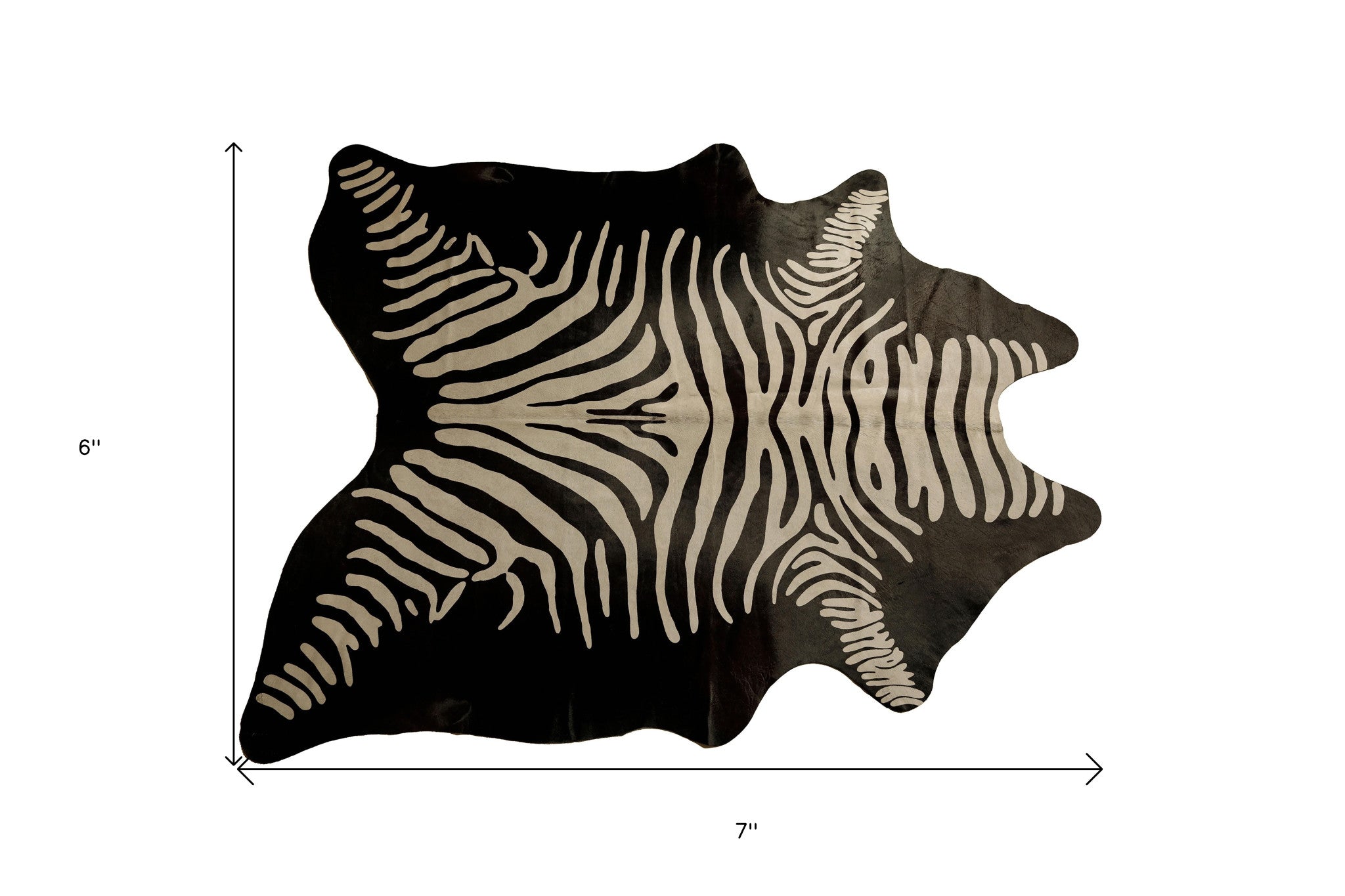 6' X 7' Off White And Black Zebra Cowhide Handmade Area Rug