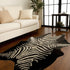 6' X 7' Off White And Black Zebra Cowhide Handmade Area Rug