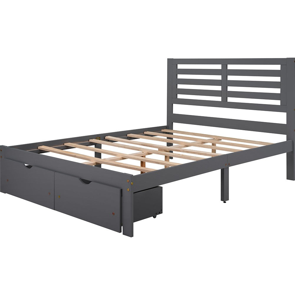 Gray Solid and Manufactured Wood Full Bed