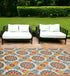 7' X 9' Orange And Ivory Moroccan Stain Resistant Indoor Outdoor Area Rug