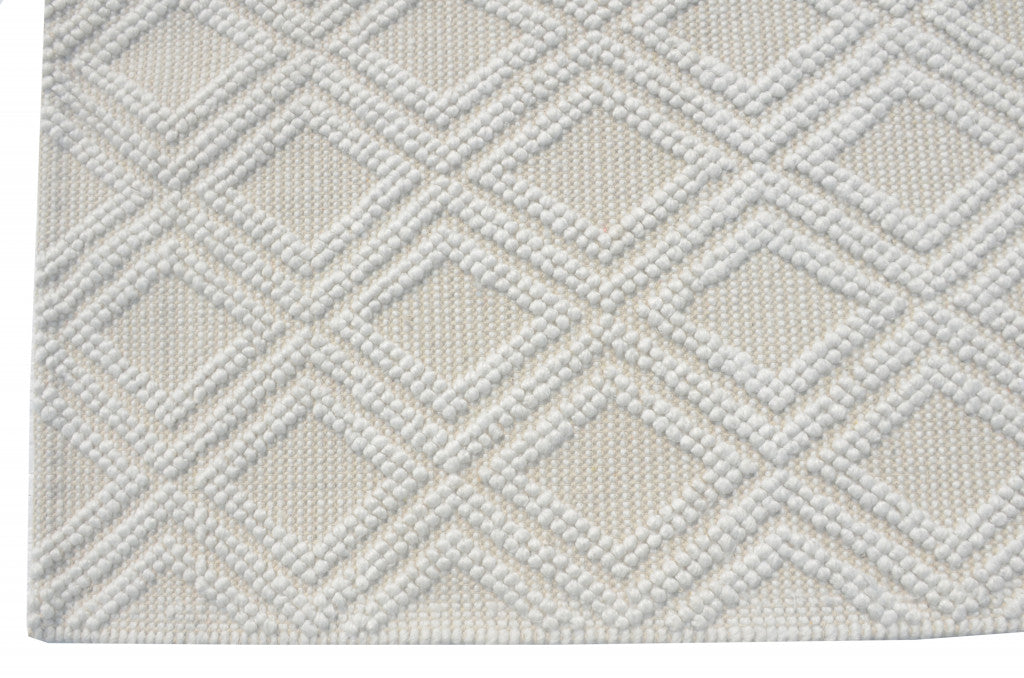 5' X 7' Off White Geometric Dhurrie Area Rug