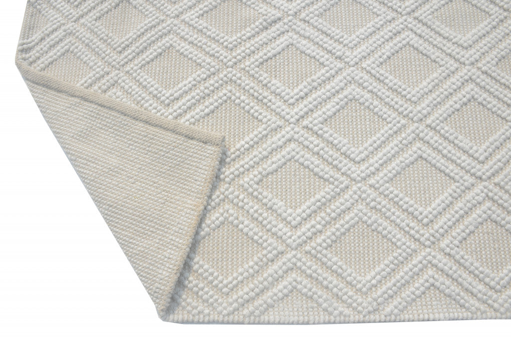 5' X 7' Off White Geometric Dhurrie Area Rug