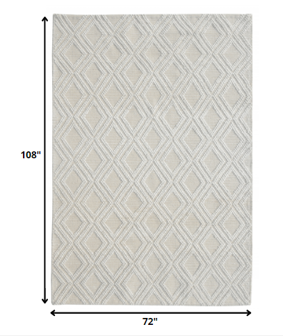 6' X 9' Off White Geometric Dhurrie Area Rug