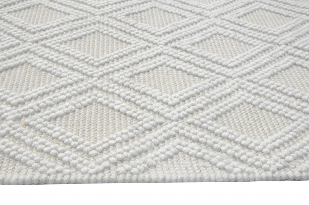 8' X 11' Off White Geometric Dhurrie Area Rug