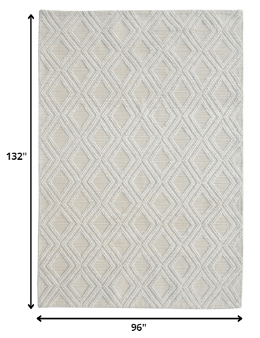 8' X 11' Off White Geometric Dhurrie Area Rug