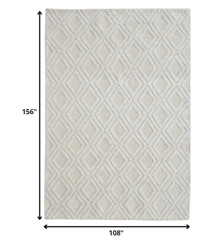 9’ x 13’ Ivory Diamond Lattice Modern Area Rug