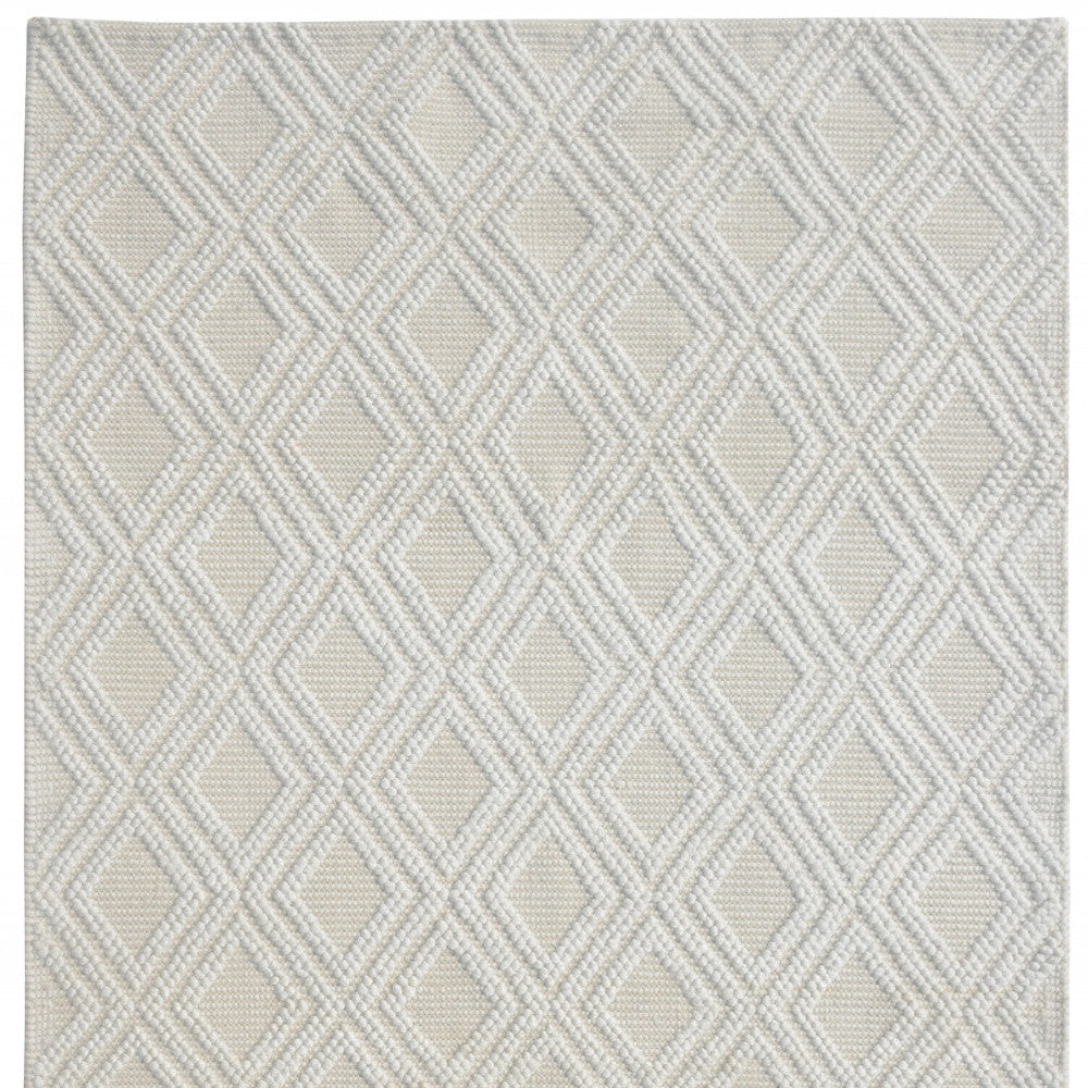 9’ x 13’ Ivory Diamond Lattice Modern Area Rug