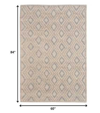 5' X 7' Gray And Brown Geometric Dhurrie Area Rug