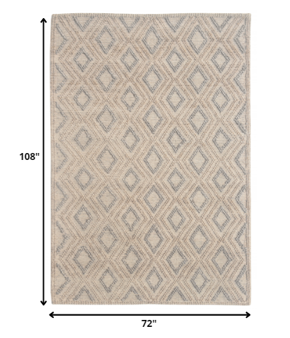 6' X 9' Gray And Brown Geometric Dhurrie Area Rug