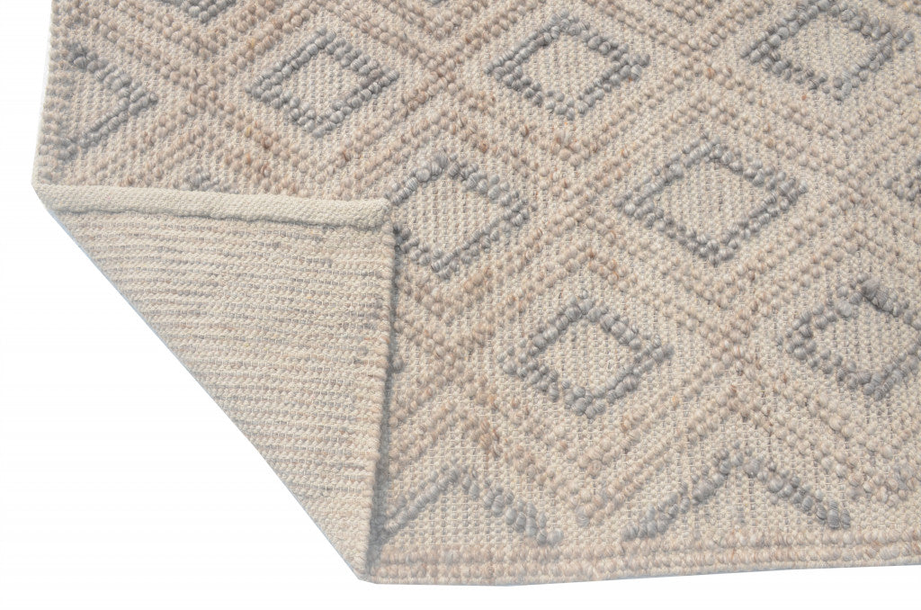 8' X 11' Gray And Brown Geometric Dhurrie Area Rug