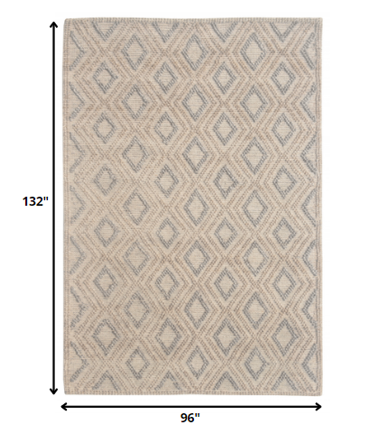 8' X 11' Gray And Brown Geometric Dhurrie Area Rug