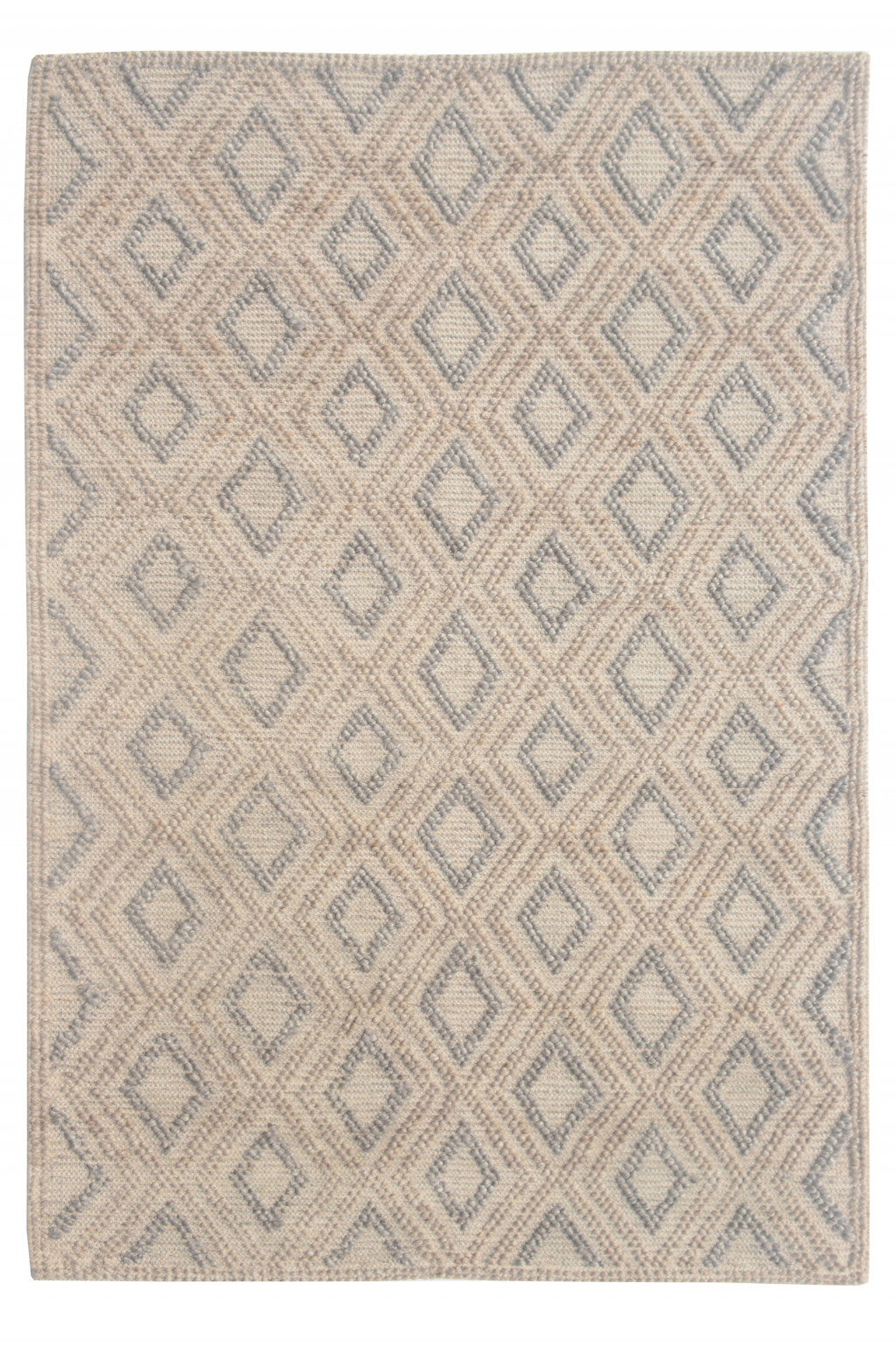 9’ x 13’ Tan Gray Diamond Lattice Modern Area Rug