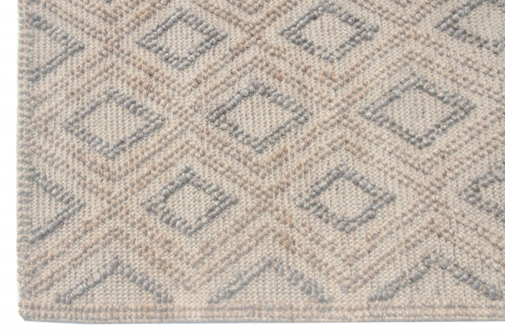 9’ x 13’ Tan Gray Diamond Lattice Modern Area Rug