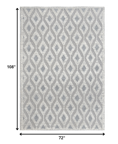 6' X 9' Gray Geometric Dhurrie Area Rug