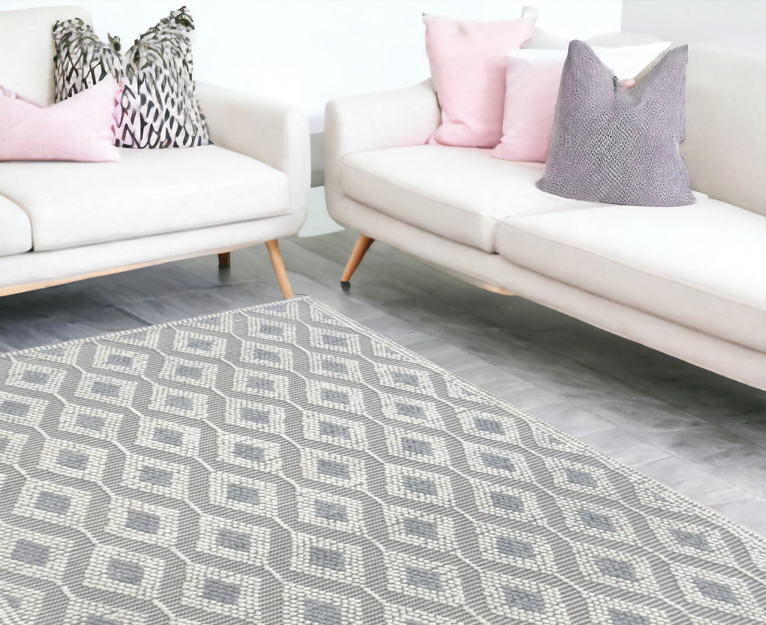 6' X 9' Gray Geometric Dhurrie Area Rug