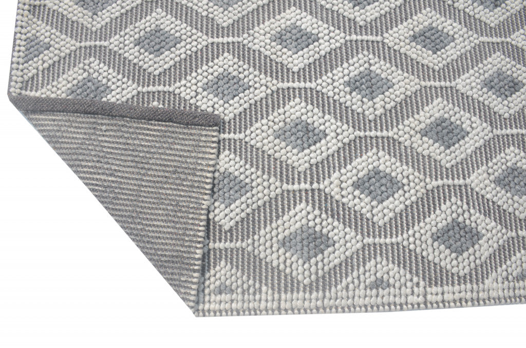 8' X 11' Gray Geometric Dhurrie Area Rug