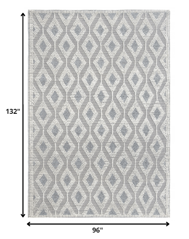 8' X 11' Gray Geometric Dhurrie Area Rug