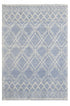 5' X 7' Blue And Ivory Geometric Dhurrie Area Rug