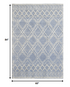 5' X 7' Blue And Ivory Geometric Dhurrie Area Rug