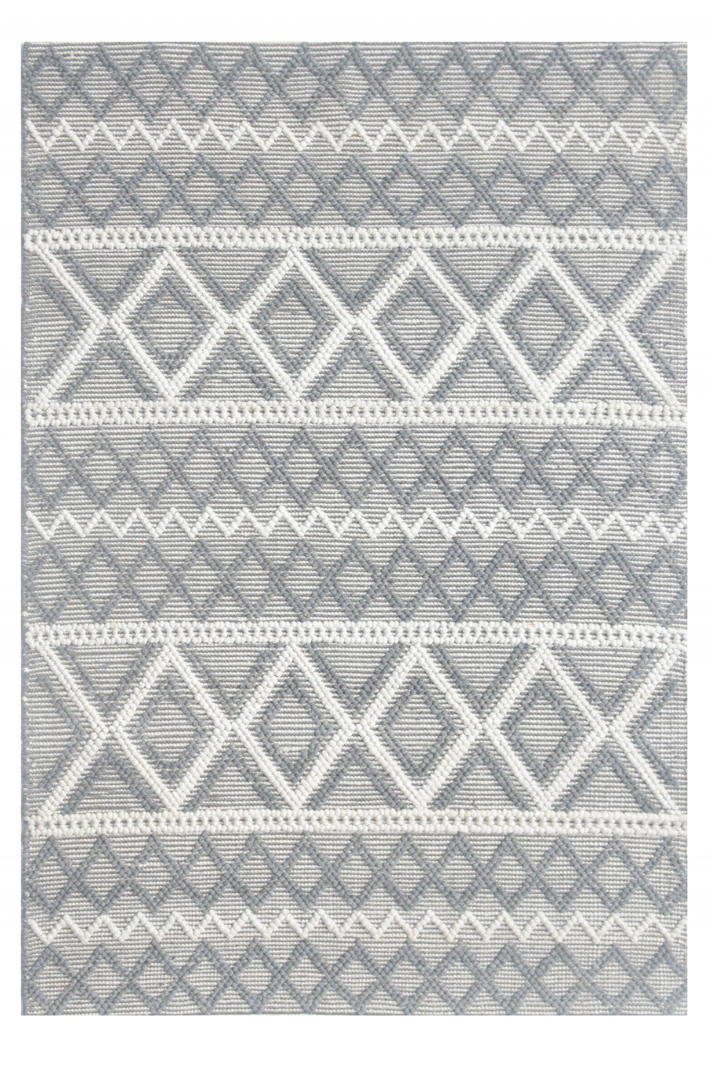 5' X 7' Gray Geometric Dhurrie Area Rug