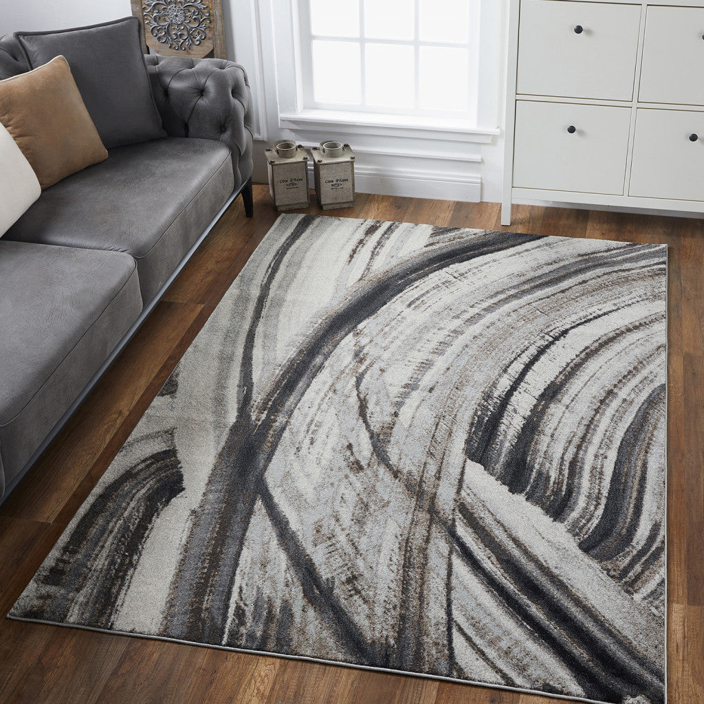 3' X 5' Gray Abstract Dhurrie Area Rug