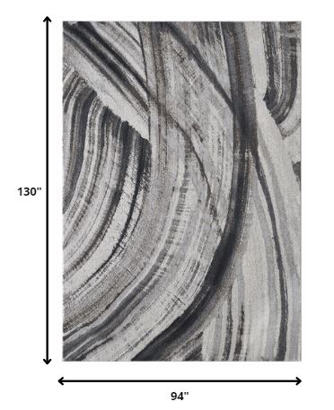 8' X 11' Gray Abstract Dhurrie Area Rug