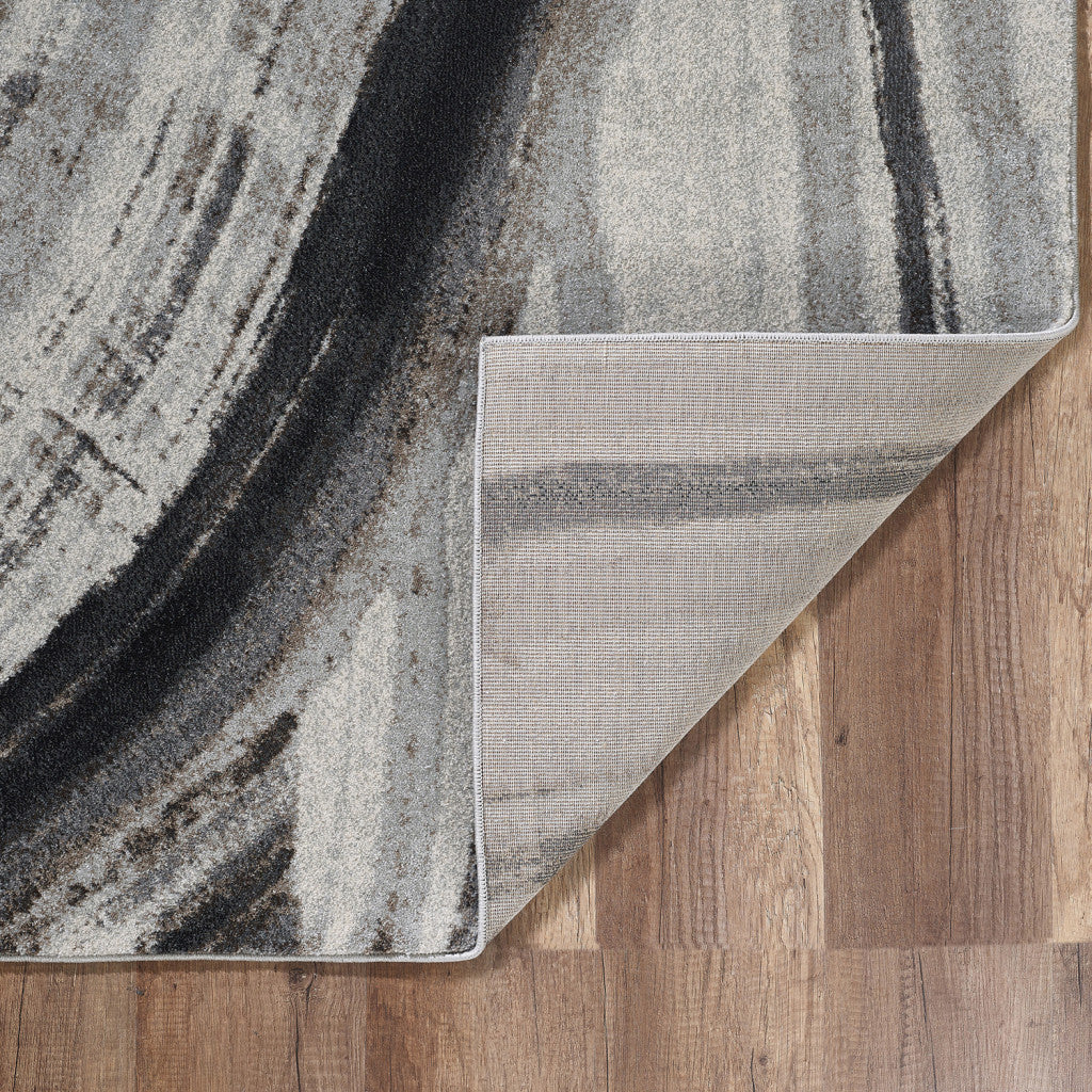 10’ x 13’ Gray Ivory Abstract Strokes Modern Area Rug