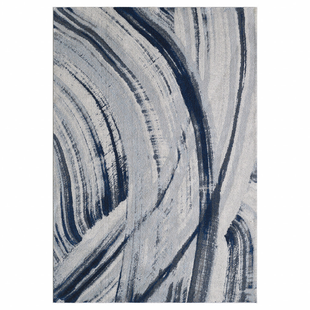 8' X 11' Blue Abstract Dhurrie Area Rug