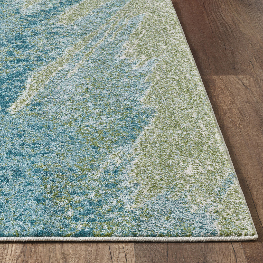 5' X 8' Blue Abstract Dhurrie Area Rug