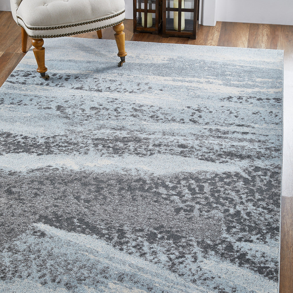 3' X 5' Blue And Gray Abstract Dhurrie Area Rug