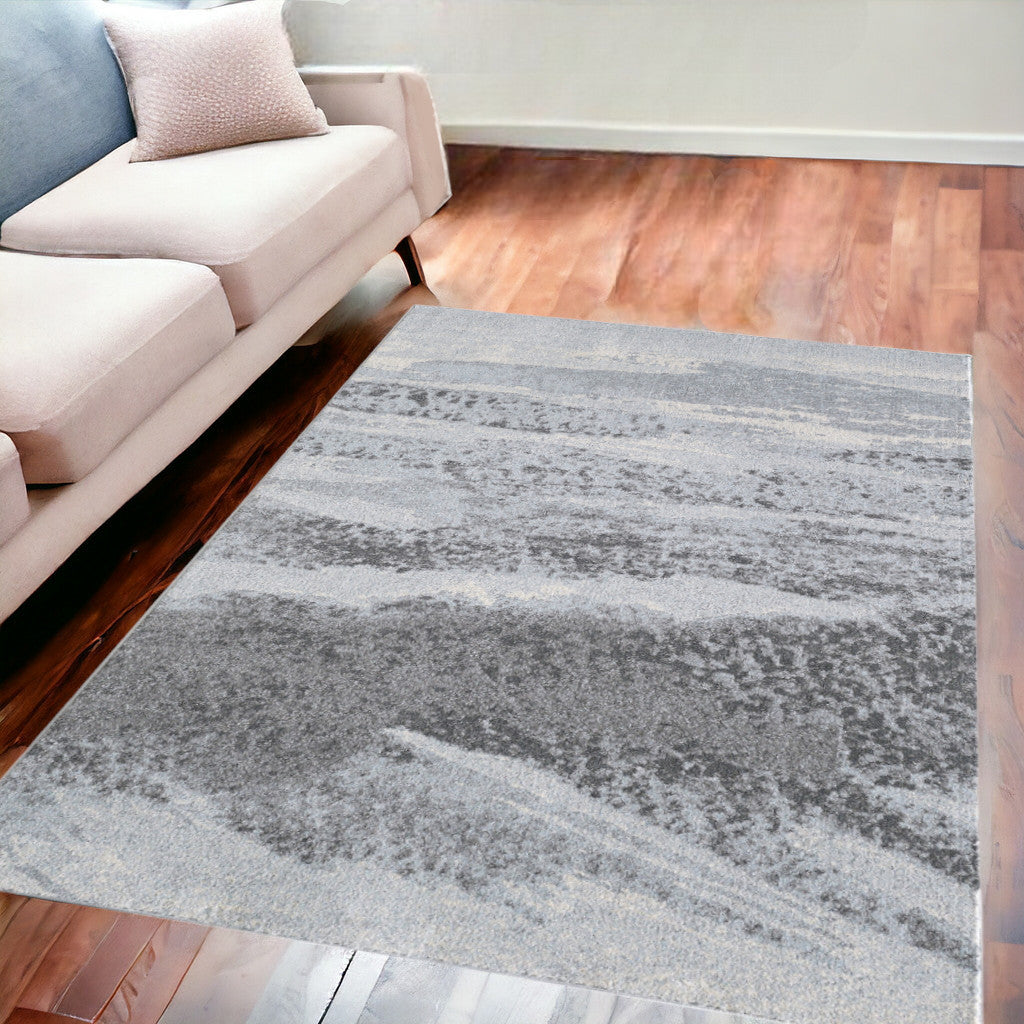 5' X 8' Blue And Gray Abstract Dhurrie Area Rug