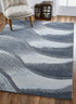 5' X 8' Blue And Gray Abstract Dhurrie Area Rug