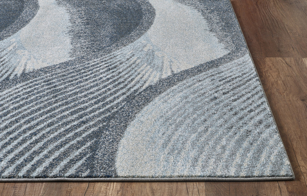 5' X 8' Blue And Gray Abstract Dhurrie Area Rug